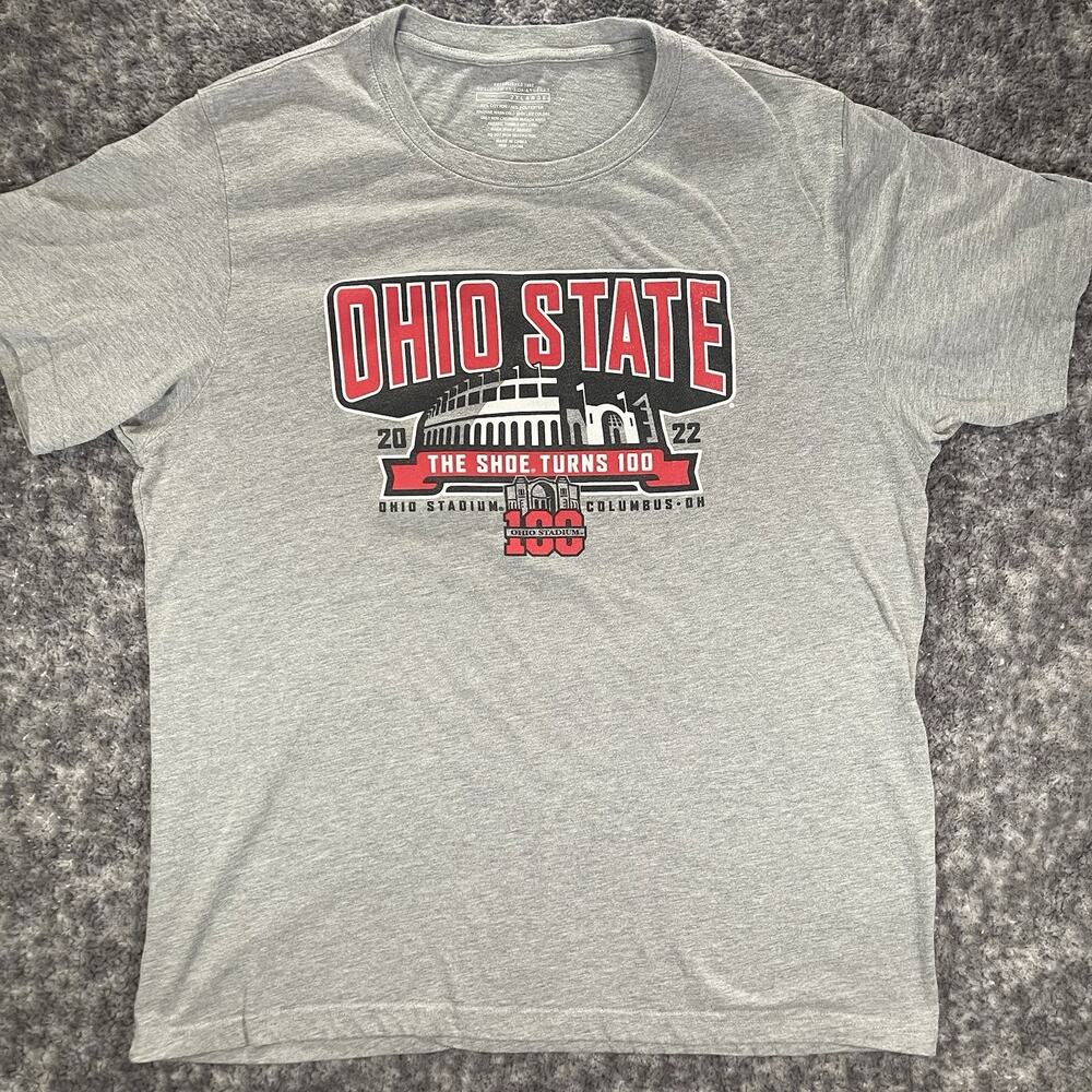 Ohio State Buckeyes T-Shirt Men’s 2XL Gray The Shoe Turns 100 Short Sleeve Tee